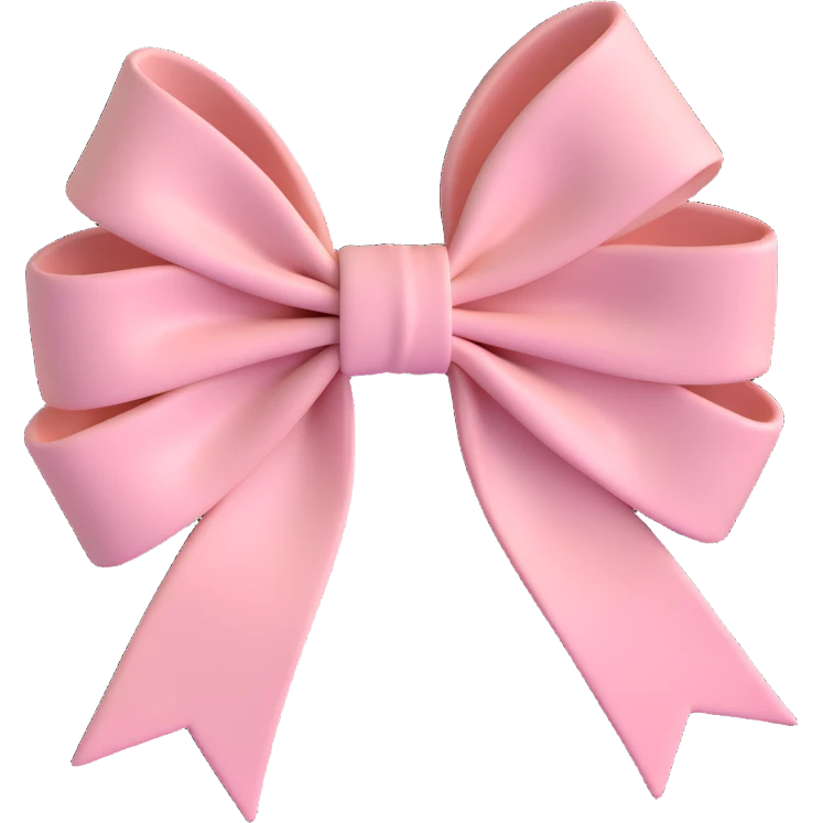 3D emoji style bow, blush pink, soft velvet texture emoji