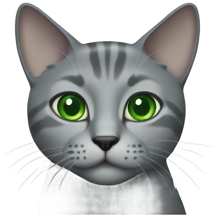 Grey cat with green eyes emoji