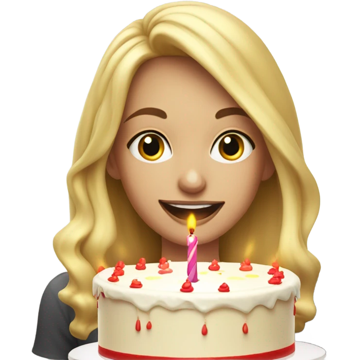 Blonde white beautiful girl blowing candles emoji