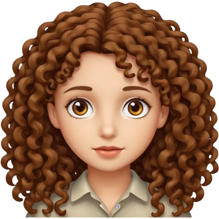 Long curly haired girl with hazel eyes and brown hair  emoji