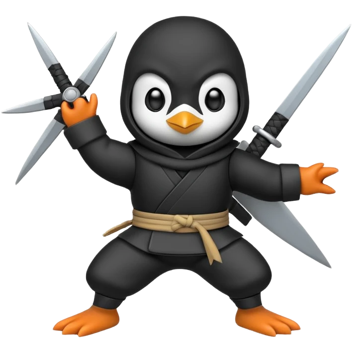 penguin ninja with shuriken emoji