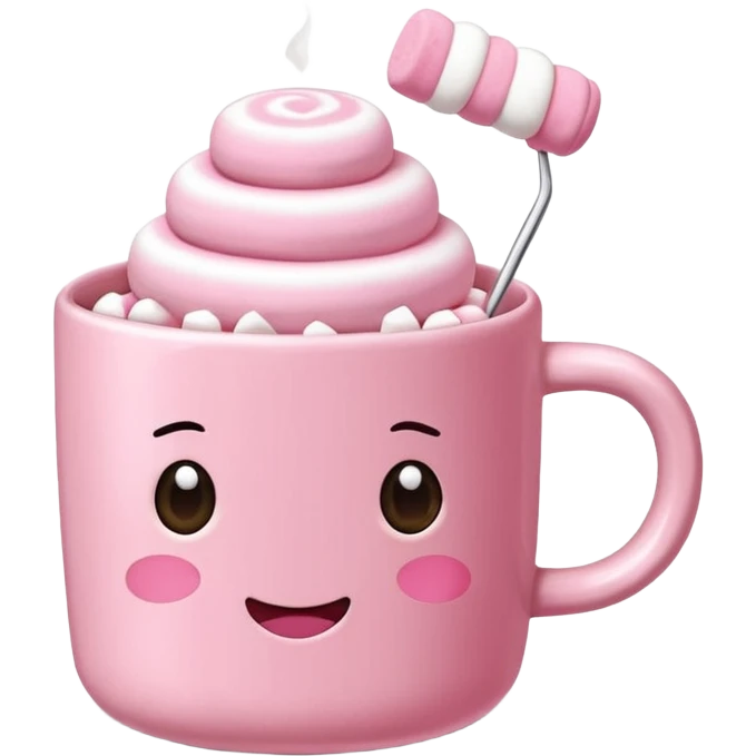 Kakao in pinker Tasse mit pink weißen mini marshmallow. OHNE Gesicht!!!, ästhetisch emoji