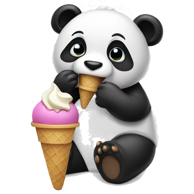 Panda eating ice cream emoji