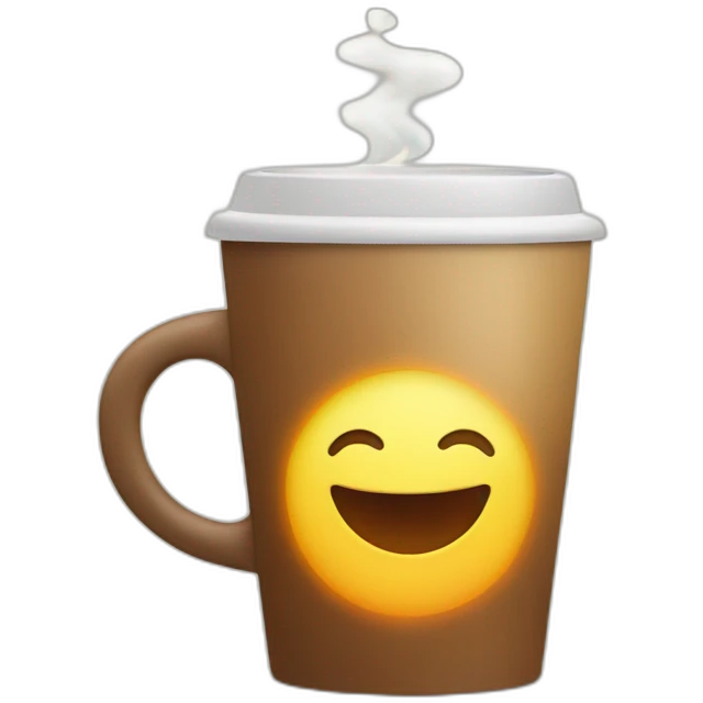 coffee cup with sun coming out emoji