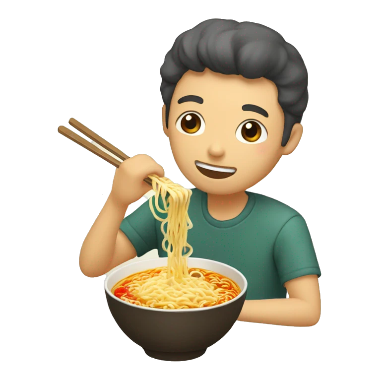 Chat qui mange des ramen emoji