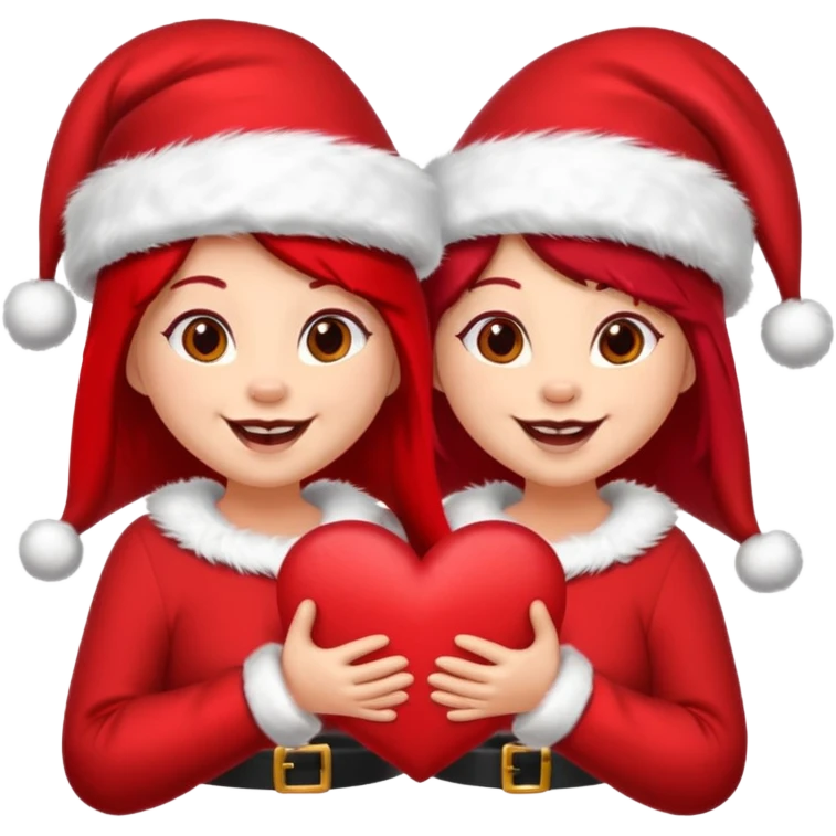 Make an emoji of a couple but as Santa Claws and female Santa Claws with hearths emoji
