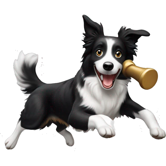 Border collie jumping over anvil emoji