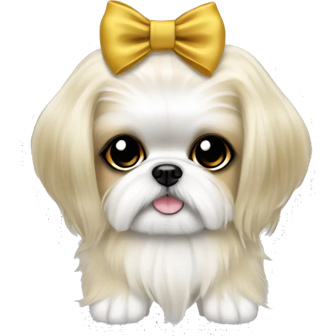 golden cream shih tzu white girl cute medium hair goth bow emoji