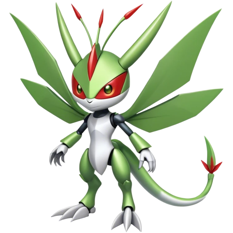 Cute Cool Edgy Shiny Ethereal Legendary Kartana-Digimon-Scizor-hybrid full body emoji