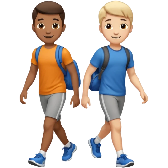 two boys walking, wearing gym clothes, full body emoji