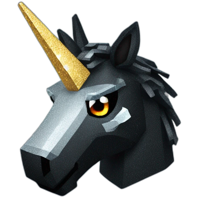 Minecraft Glitter Black Unicorn Head With Diamond Horn emoji