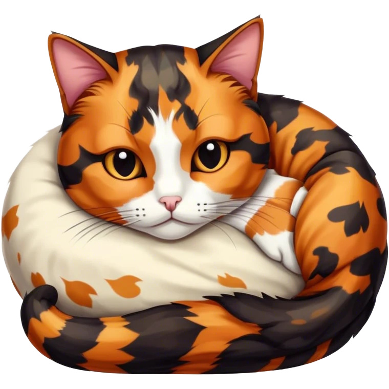 Tortishell cat curled up emoji