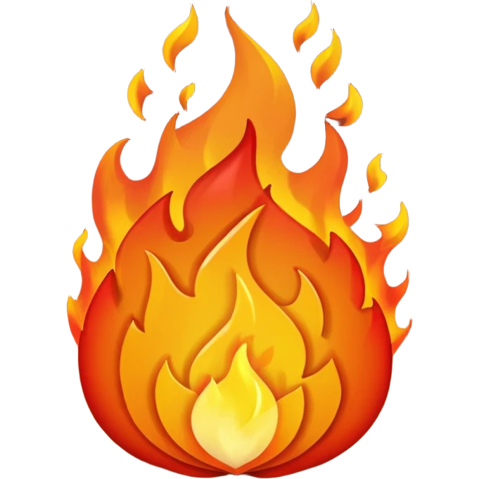 The same without the fire under it and less fire over it emoji