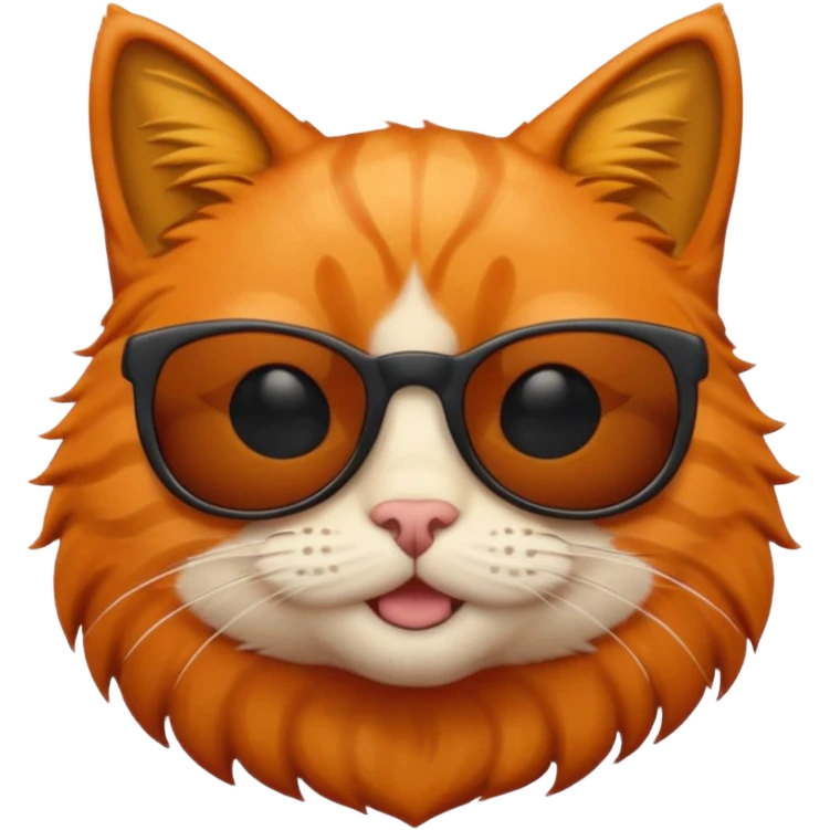 an emoji that is a ginger cat with black cool sunglasses and the lenses are tinted black emoji