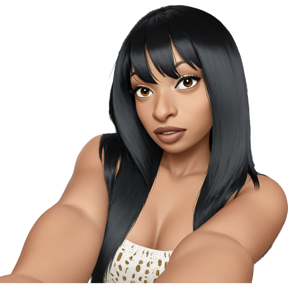 girl with black hair selfie emoji