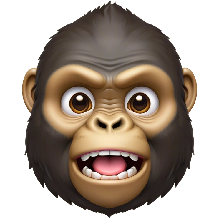 Cinematic Comical Gorilla Portrait Emoji, Head tilted dramatically with an exaggeratedly shocked expression, featuring a robust build with wide, comically expressive eyes full of humorous disbelief, Simplified yet hilariously expressive features, highly detailed, glowing with a slightly sassy jungle glow, high shine, dramatic yet playful, stylized with an air of quirky primate attitude, soft glowing outline, capturing the essence of a meme-worthy gorilla that appears ready to side-eye its way into viral fame! emoji