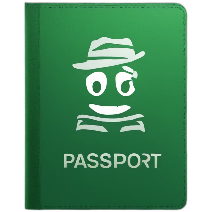 dark green passport with letter emoji