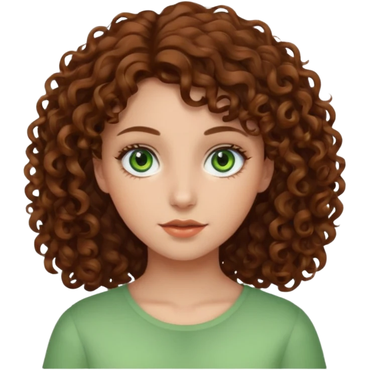 Chica de pelo rizado castaño con ojos verdes emoji