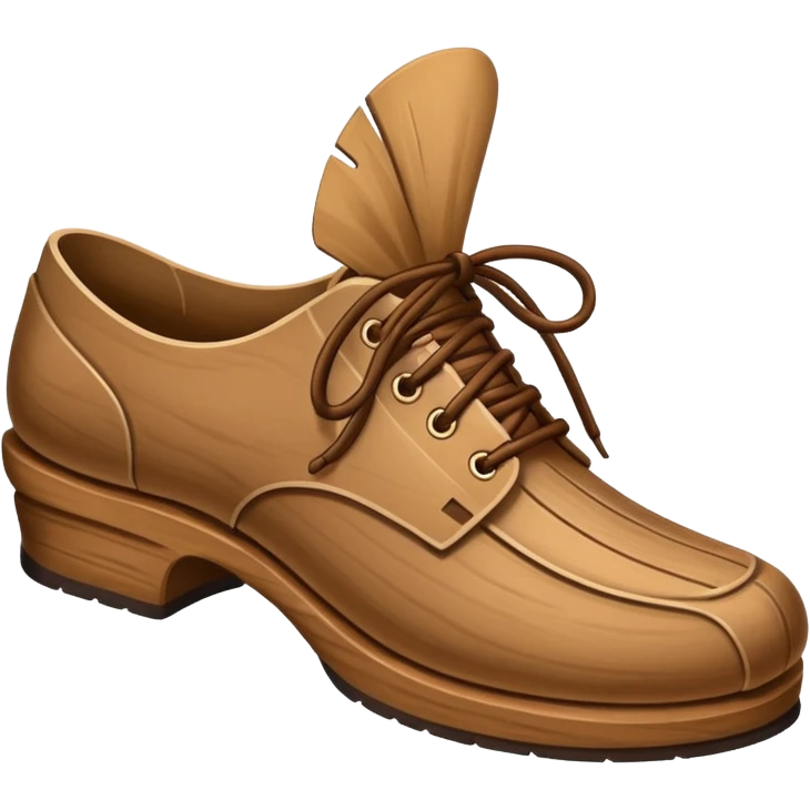 Un zapato de madera estilo Polonia . El zapato está tallado a mano. Pero de madera   emoji