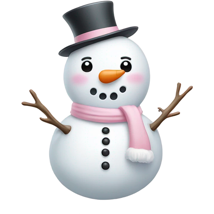 Cute white and light pink snowman emoji