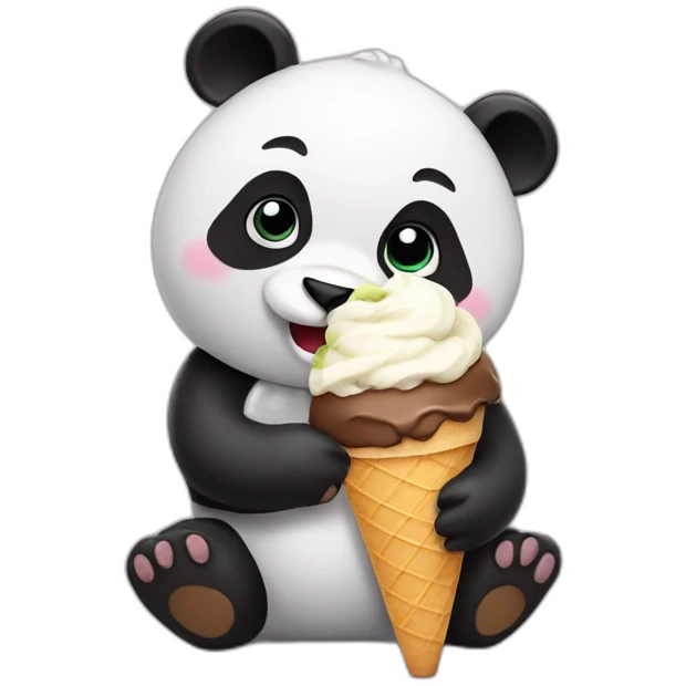 Panda eating ice cream emoji
