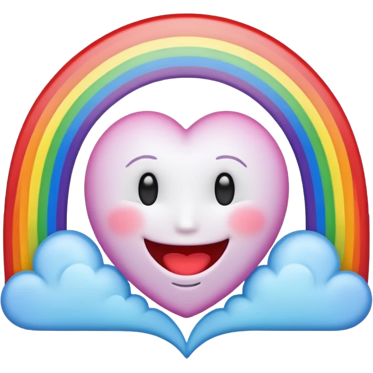 A heart with a smile no eyes no face and rainbow over the top emoji