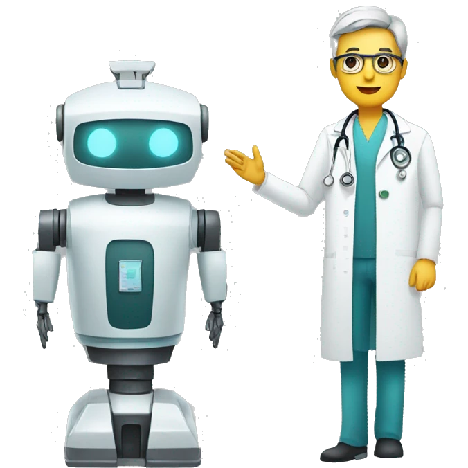 A doctor next to a robot emoji