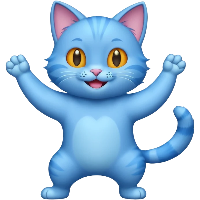 a dancing blue cat emoji