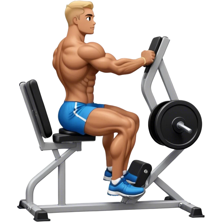 side-view bodybuilder seated weighted calf-raise machine emoji