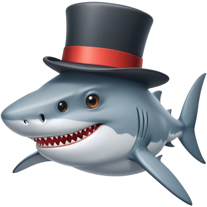 Shark with a top hat emoji