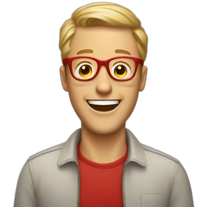 white man wearing red glasses laughing emoji