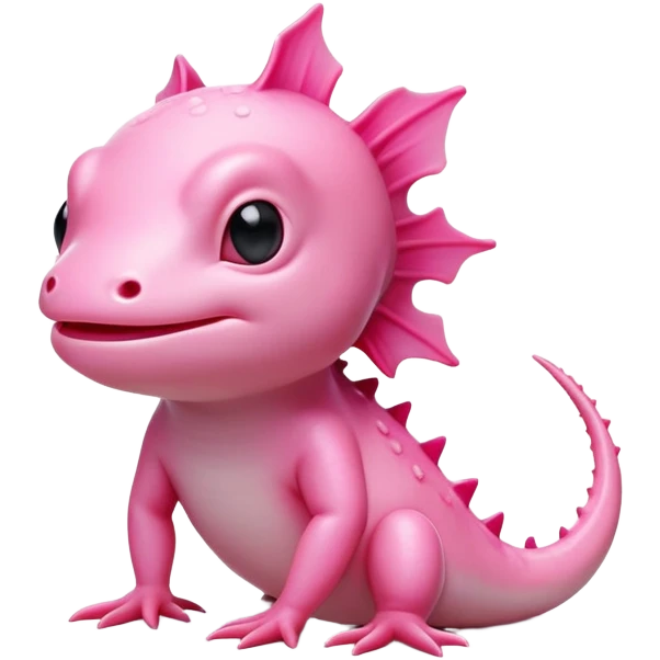 cinematic-[axolotl]-realistic-full-body-sitting-emoji,-head-tilted-dramatically,-pink skin,-simplified-yet-realistic-focused-features,-highly-detailed,-glowing-with-an-almost-sarcastic-glow emoji