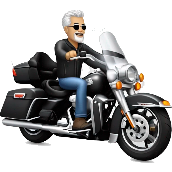 grey haired biker on a Harley Davidson roadking emoji