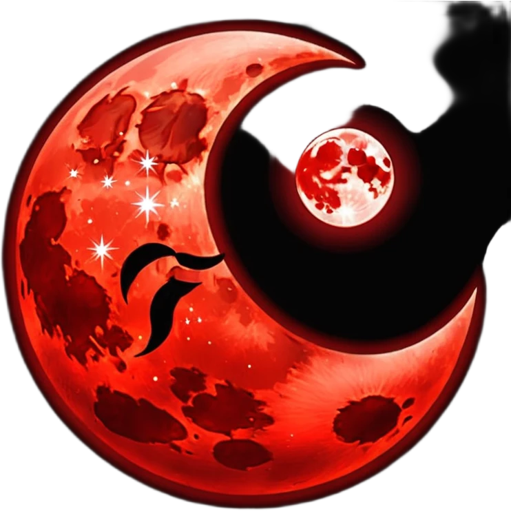 glitter red blood moon crescente emoji