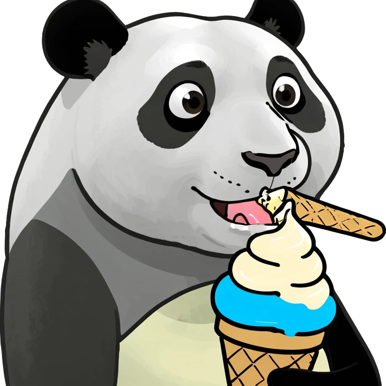 Panda eating ice cream emoji