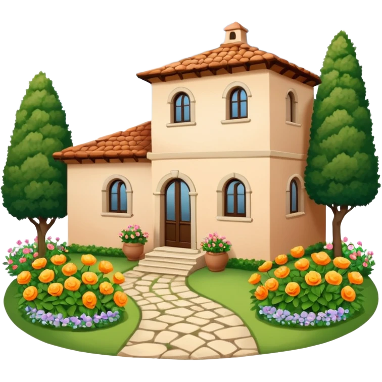 Mediterranean house with garden emoji