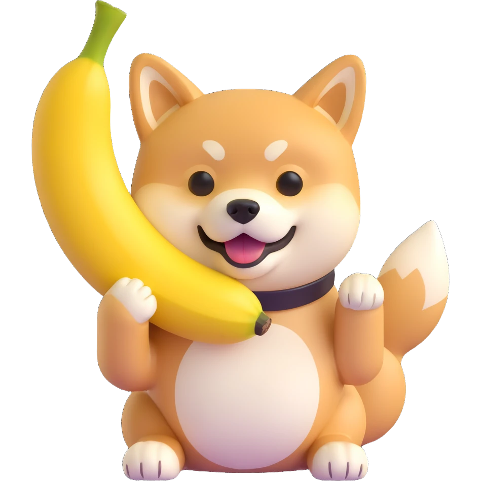 shiba inu eating banana emoji