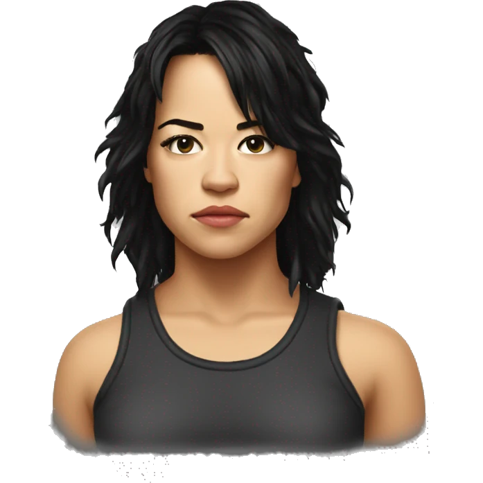 michelle rodriguez serious wearing tee emoji