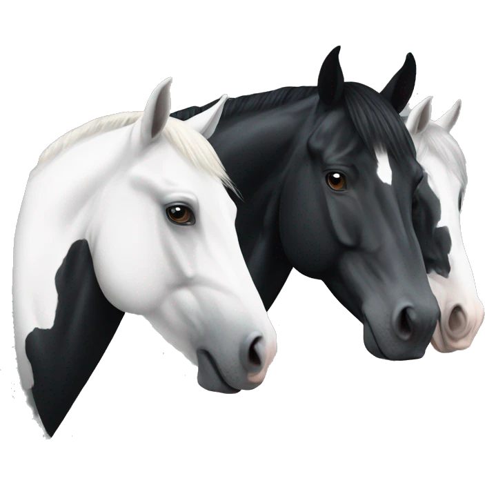 One black and one white horse emoji