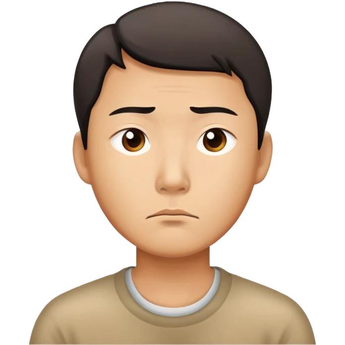 A Chinese man with a thoughtful, uncertain expression emoji