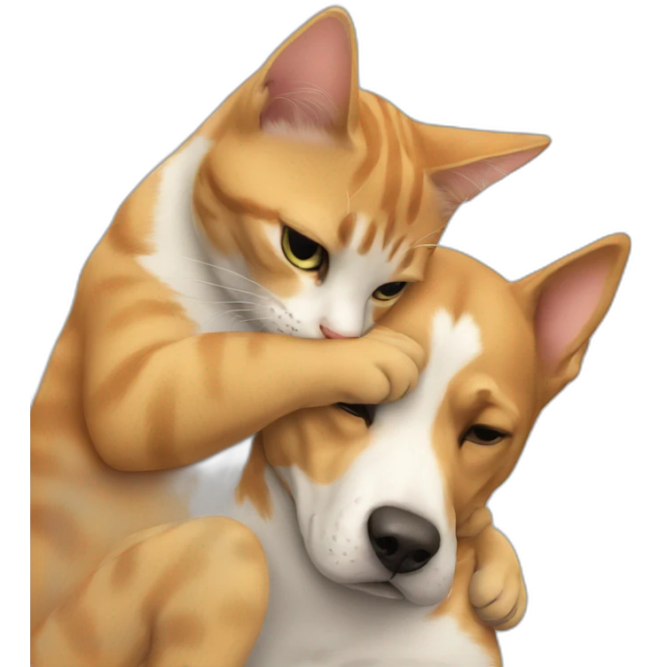 Cat hugging dog emoji