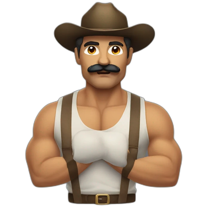 Muscles mustache expressive Cuban man emoji