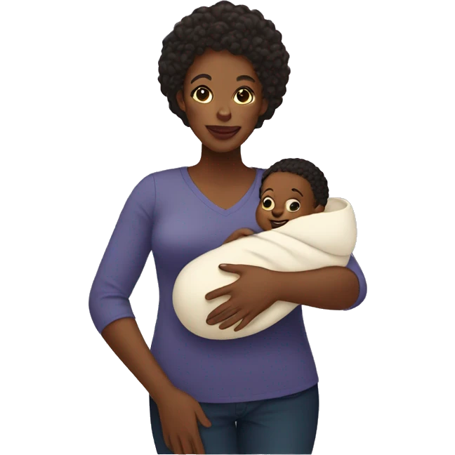 black mom holding baby emoji