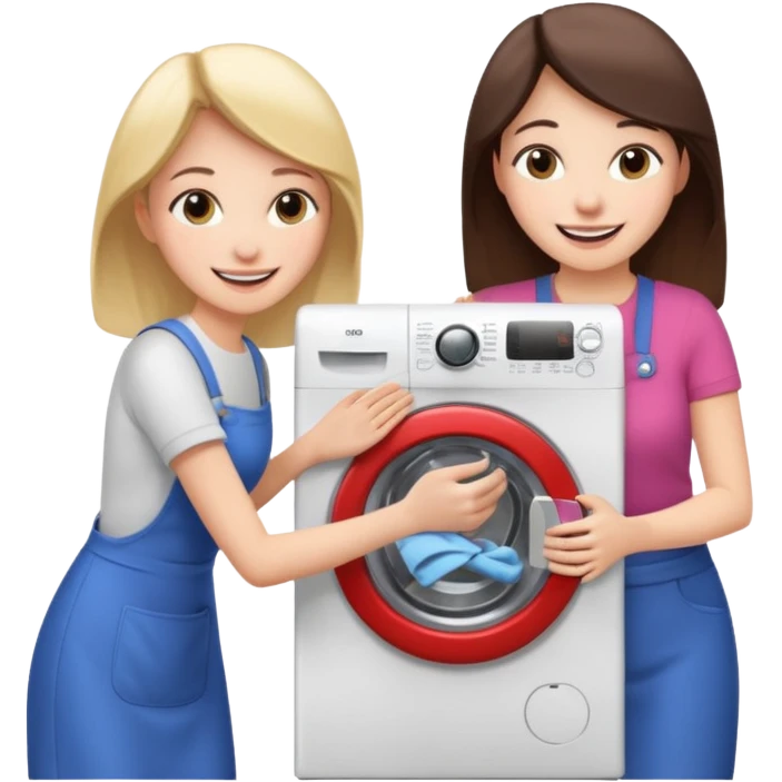 Mother and daughter opening a washing machine door emoji