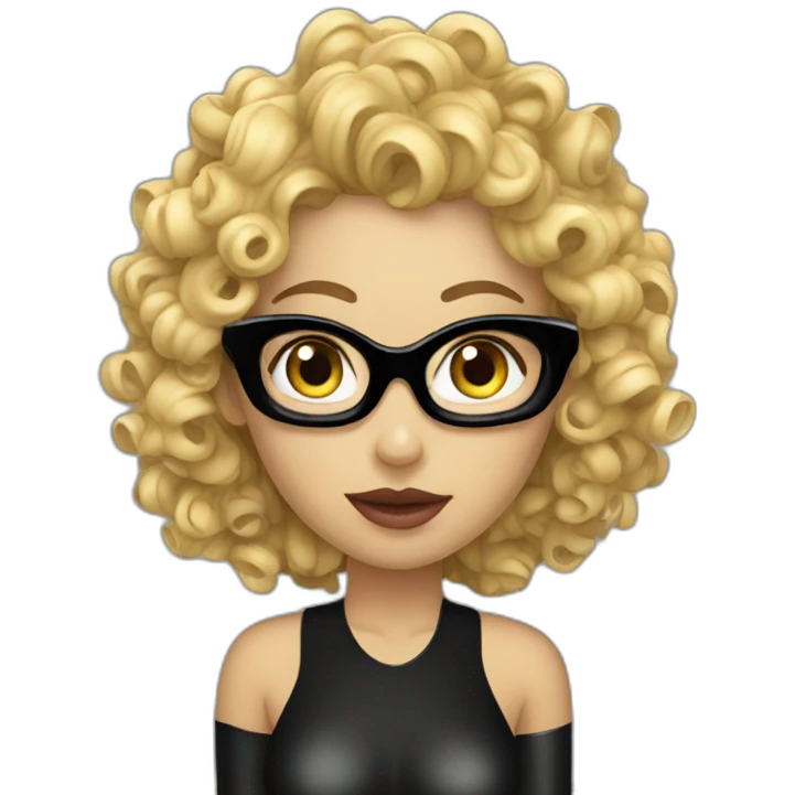 curly-blonde-woman-latex-black-catsuit emoji