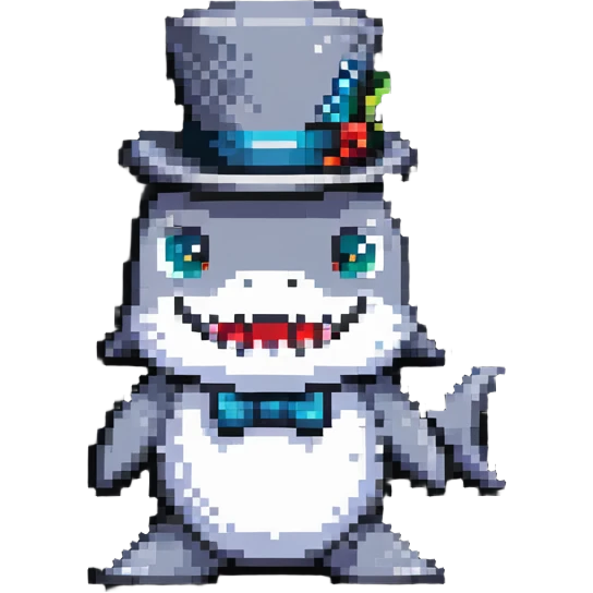shark wearing a top hat emoji