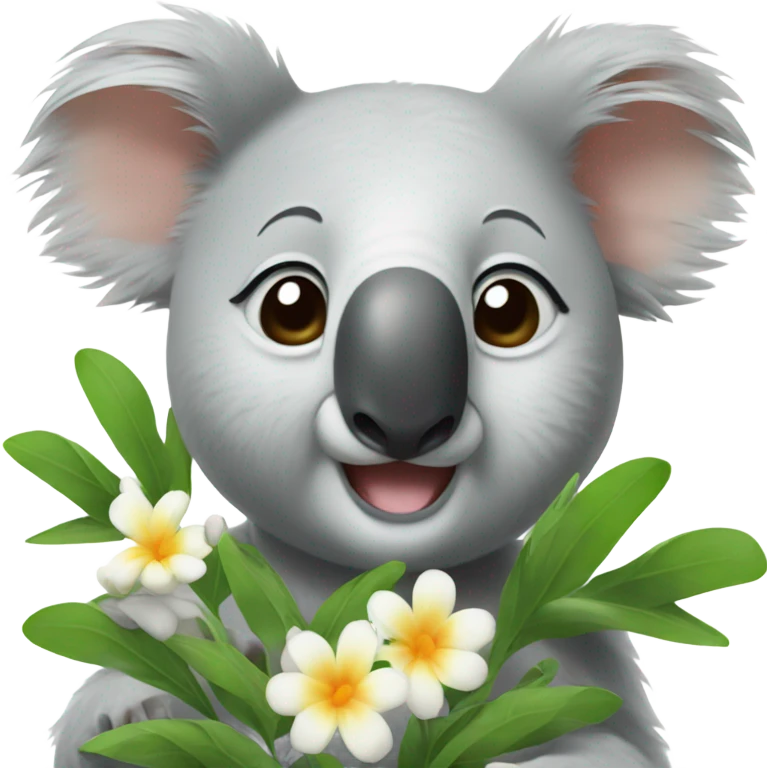 A koala that breathes a flower emoji