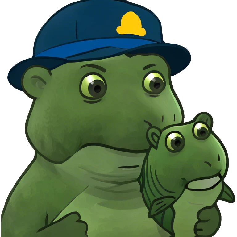 A bear is holding a fish emoji