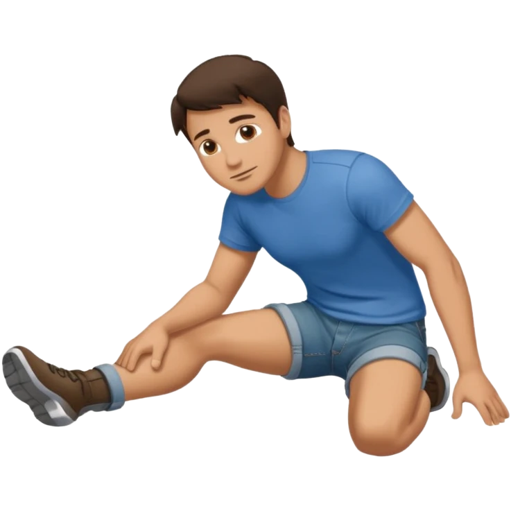 Crawling brunette man on hands and knees from the side eith both knees on the floor emoji