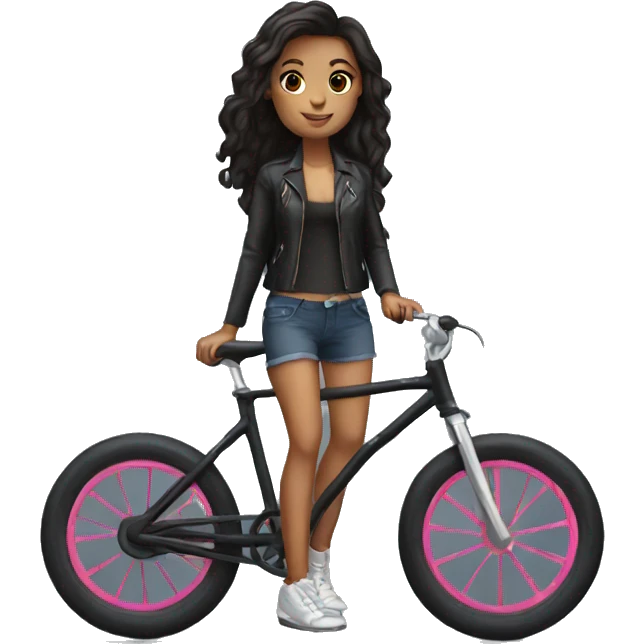 I need to generate a girl with dark not long hair on a bike emoji